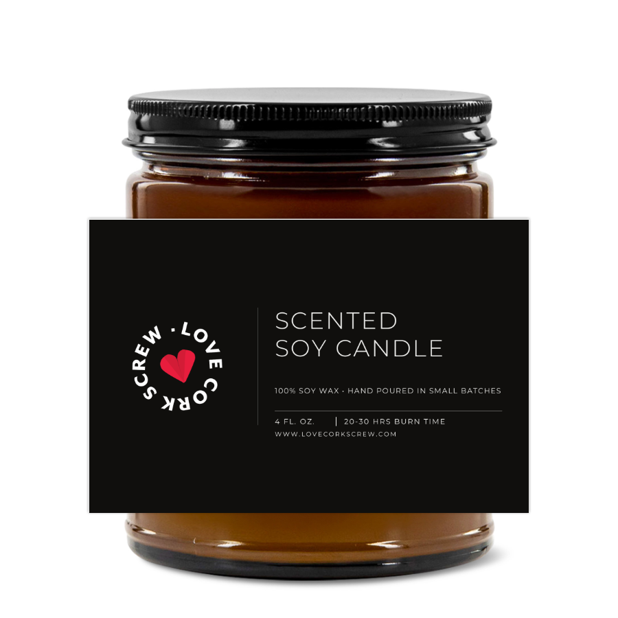 Love Cork Screw Scented Soy Candle | 4oz Amber Jar