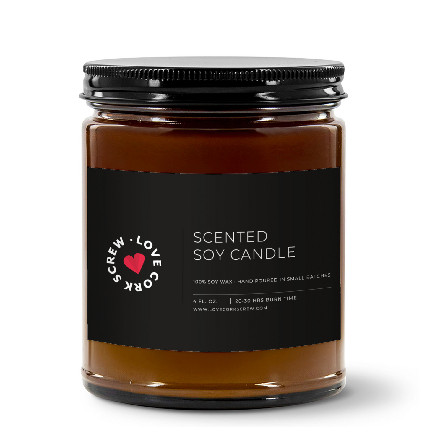 Love Cork Screw Scented Soy Candle | 4oz Amber Jar